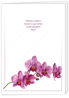 Uit onze collectie: rouwkaart Felroze orchidee © in staand, vierkant, liggend of 2-klap liggend model - tekst en lettertype zijn voorbeelden.