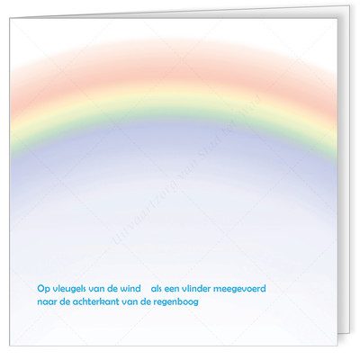 uit onze collectie: rouwkaart Regenboog © - voor kinderen - tekst en lettertype zijn voorbeelden